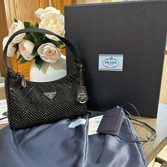 Prada Black Satin Mini Bag With Crystals (full set) - Picture 1 of 12
